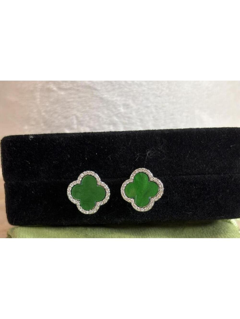Green Onyx Earrings with crystal Accents